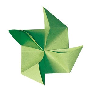 origami vert en forme de pales de moulin à vent